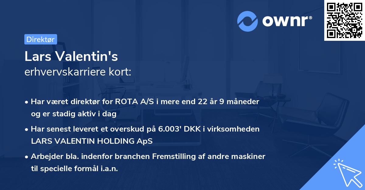 Lars Valentin's erhvervskarriere kort