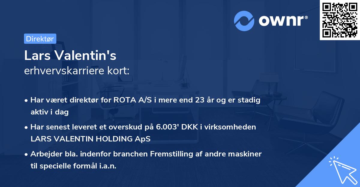 Lars Valentin's erhvervskarriere kort
