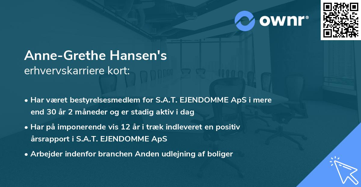 Anne-Grethe Hansen's erhvervskarriere kort