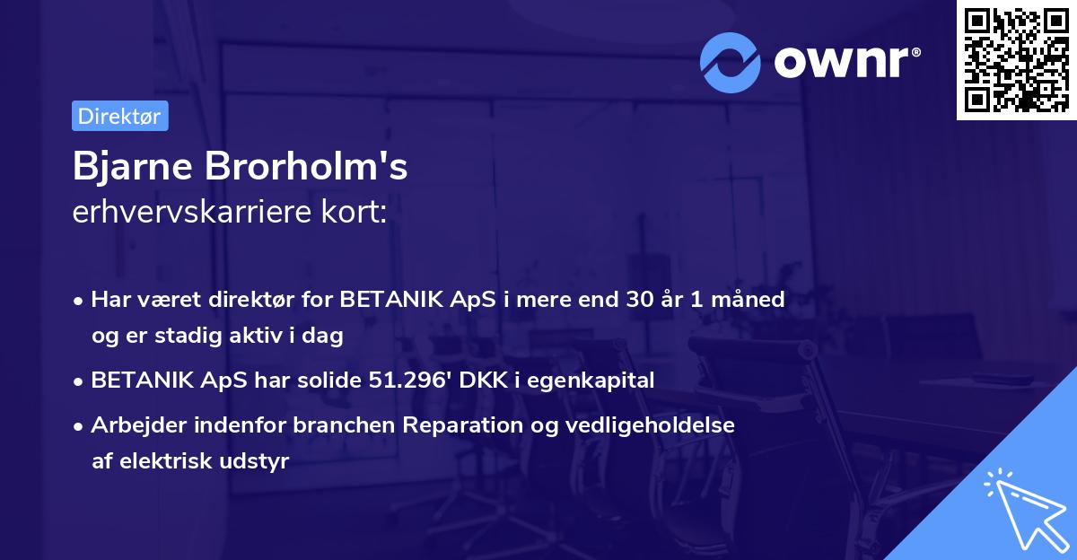 Bjarne Brorholm's erhvervskarriere kort