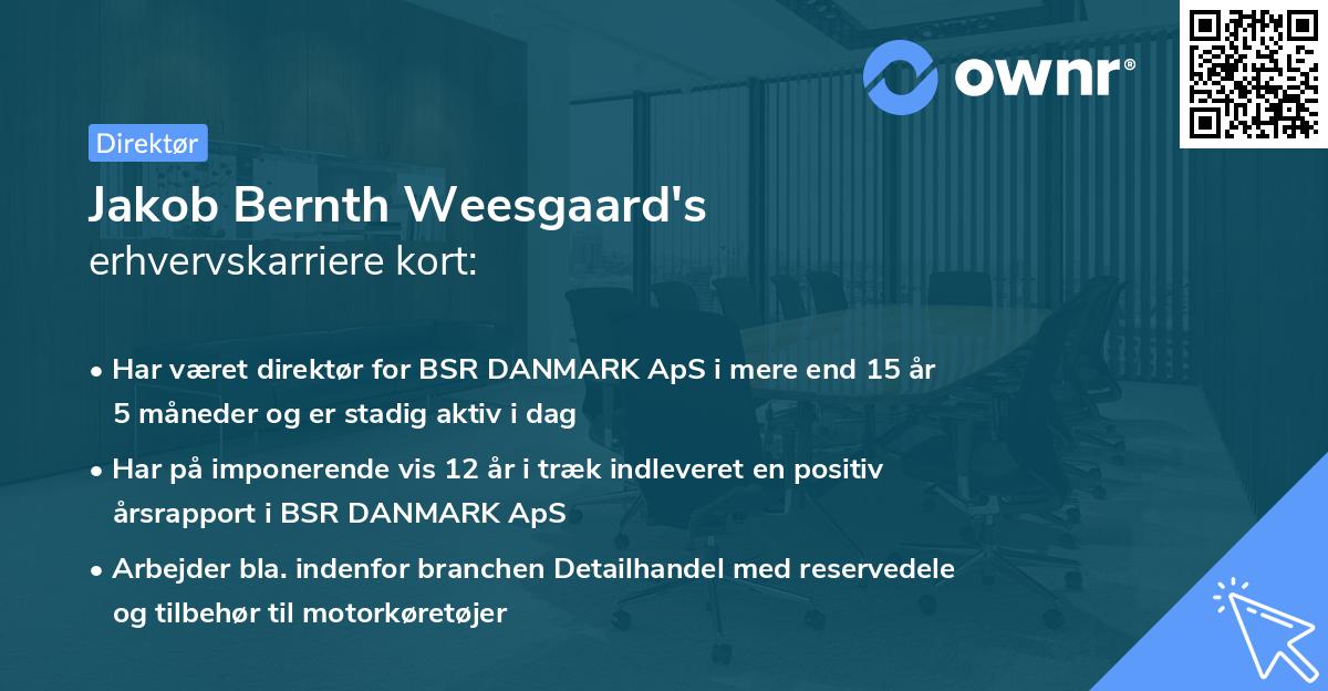 Jakob Bernth Weesgaard's erhvervskarriere kort