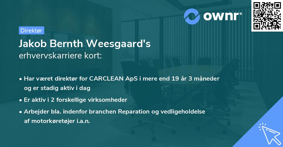 Jakob Bernth Weesgaard's erhvervskarriere kort