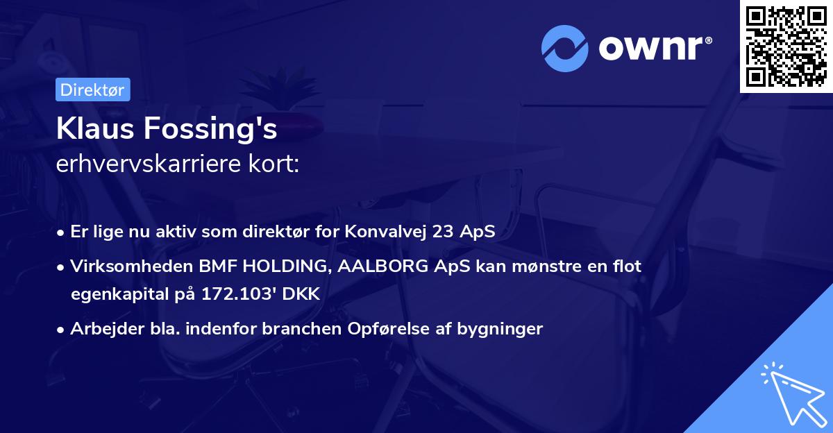 Klaus Fossing's erhvervskarriere kort
