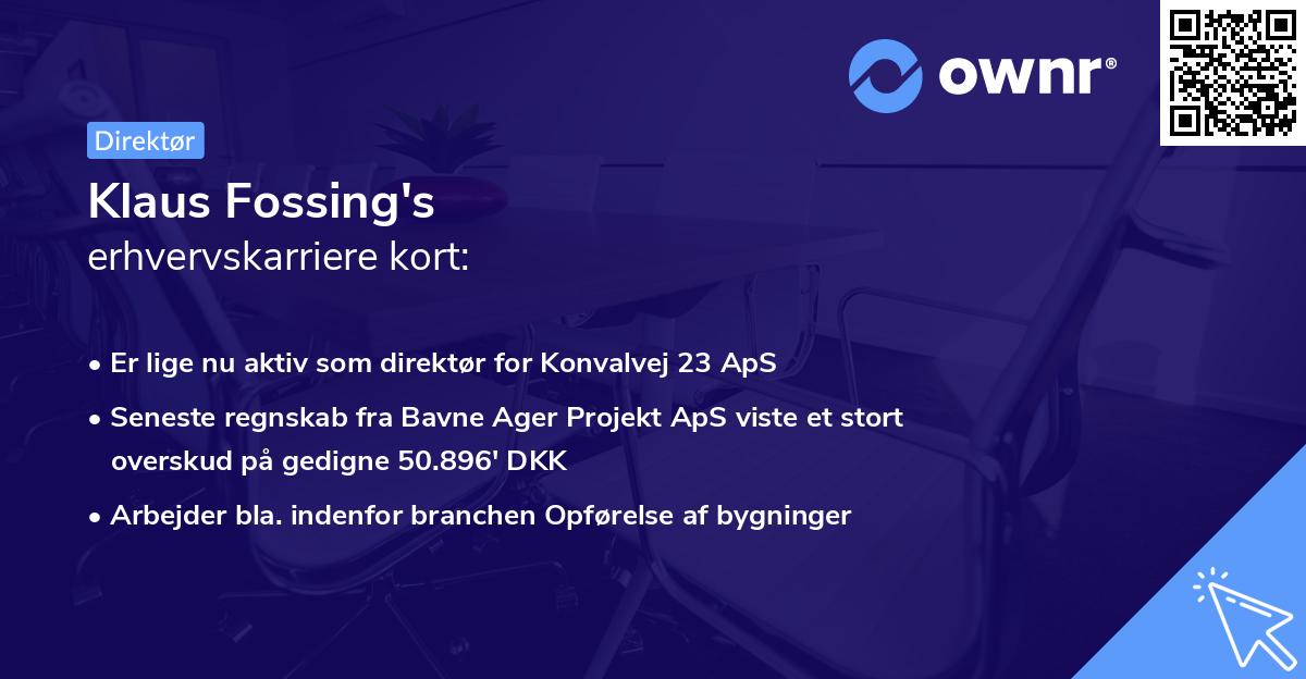 Klaus Fossing's erhvervskarriere kort