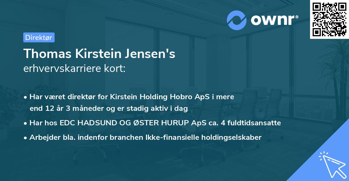 Thomas Kirstein Jensen's erhvervskarriere kort