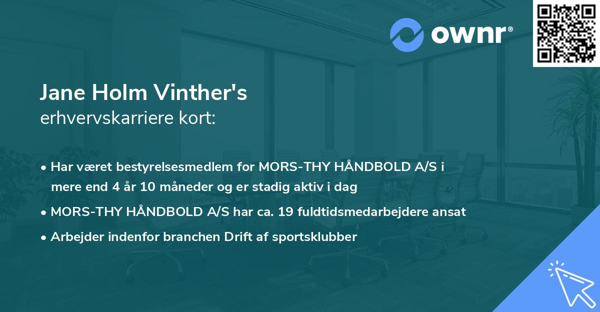 Jane Holm Vinther's erhvervskarriere kort