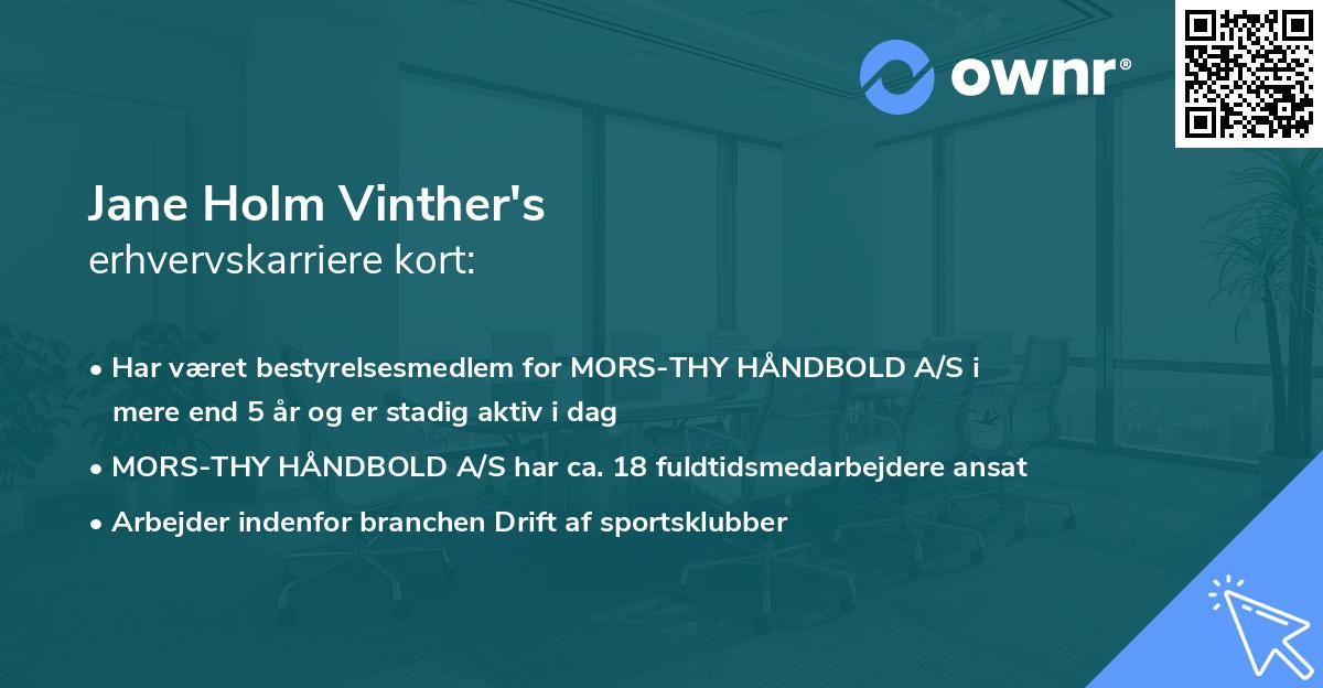 Jane Holm Vinther's erhvervskarriere kort