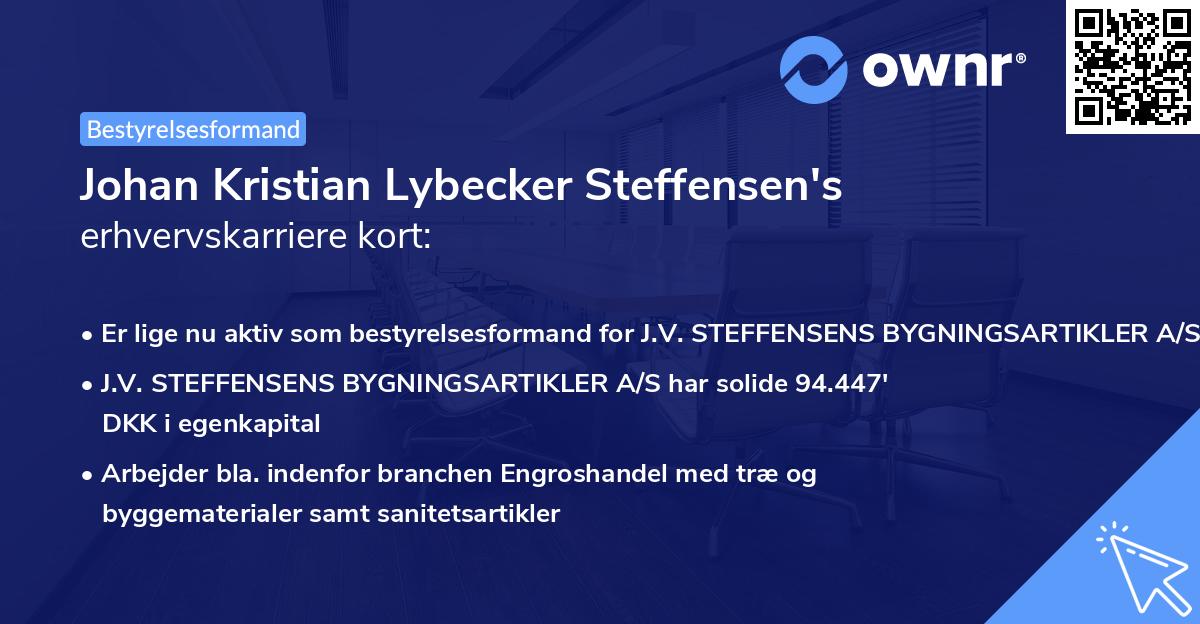 Johan Kristian Lybecker Steffensen's erhvervskarriere kort