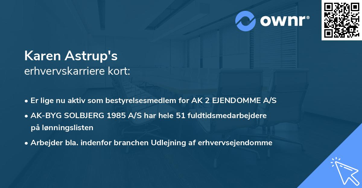 Karen Astrup's erhvervskarriere kort