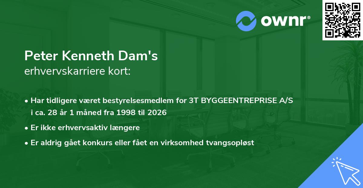 Peter Kenneth Dam's erhvervskarriere kort