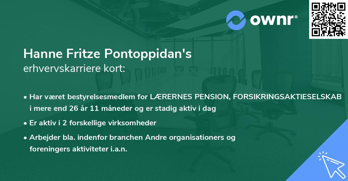 Hanne Fritze Pontoppidan's erhvervskarriere kort
