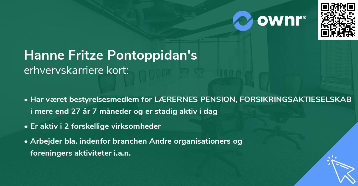 Hanne Fritze Pontoppidan's erhvervskarriere kort