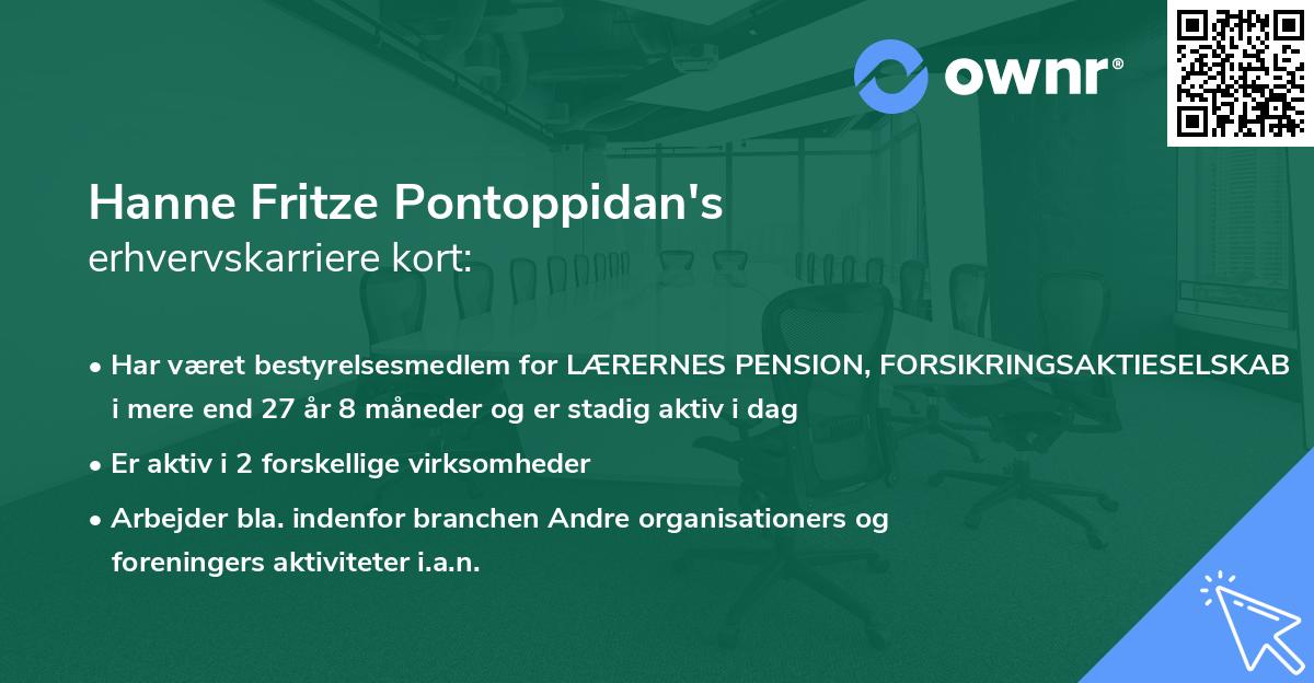 Hanne Fritze Pontoppidan's erhvervskarriere kort