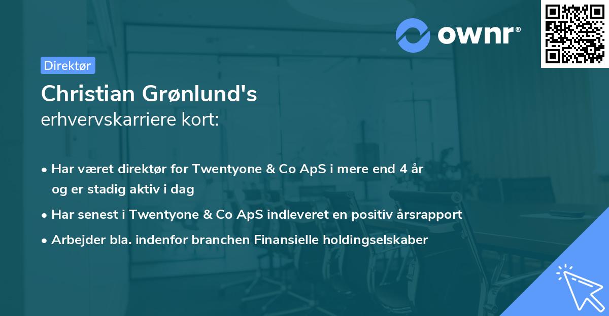 Christian Grønlund's erhvervskarriere kort
