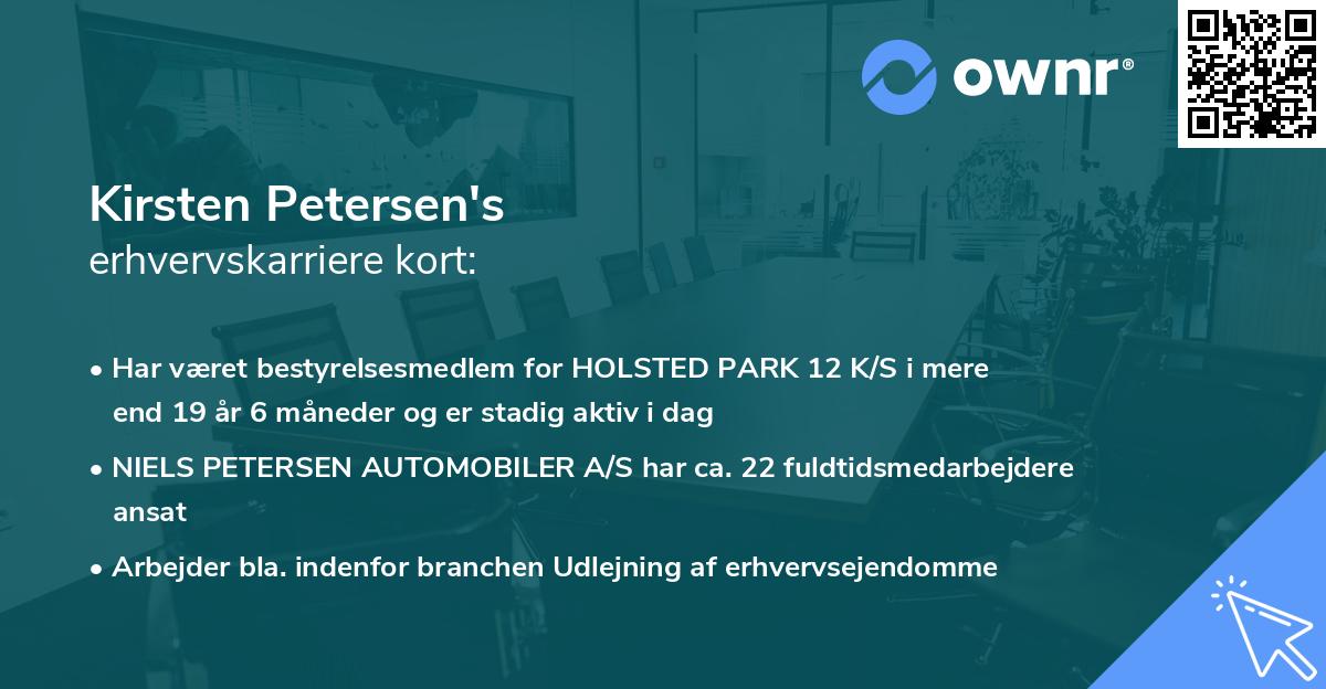 Kirsten Petersen's erhvervskarriere kort