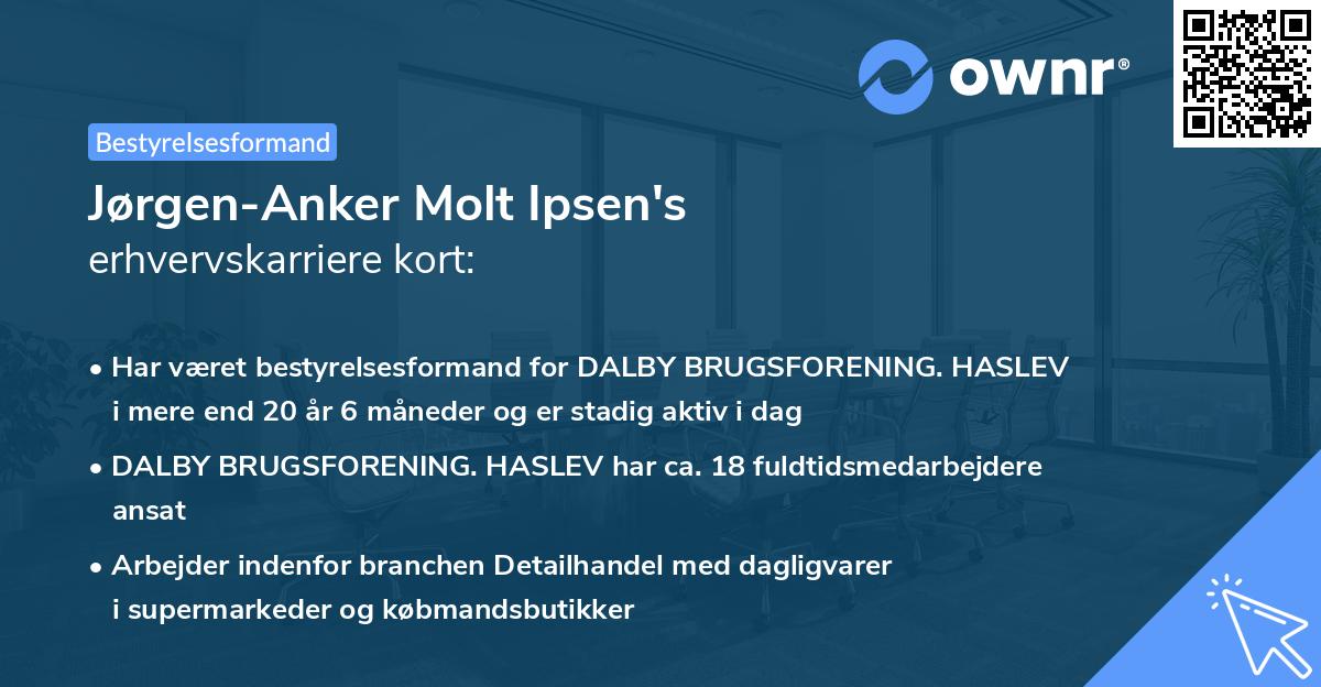 Jørgen-Anker Molt Ipsen's erhvervskarriere kort