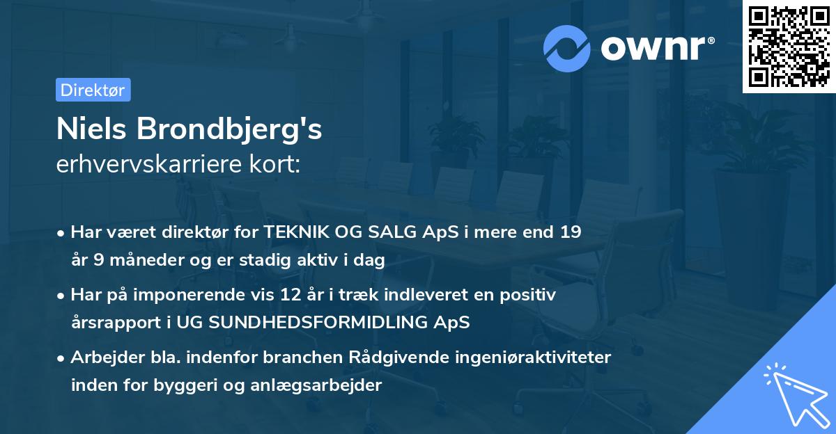 Niels Brondbjerg's erhvervskarriere kort