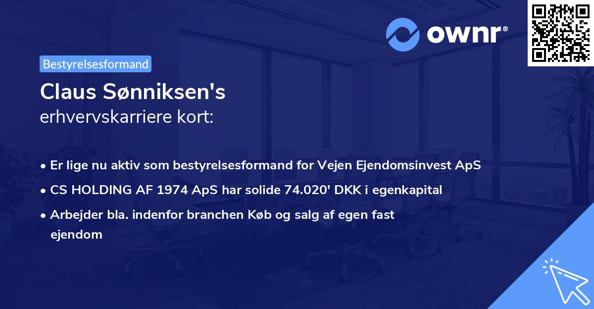 Claus Sønniksen's erhvervskarriere kort