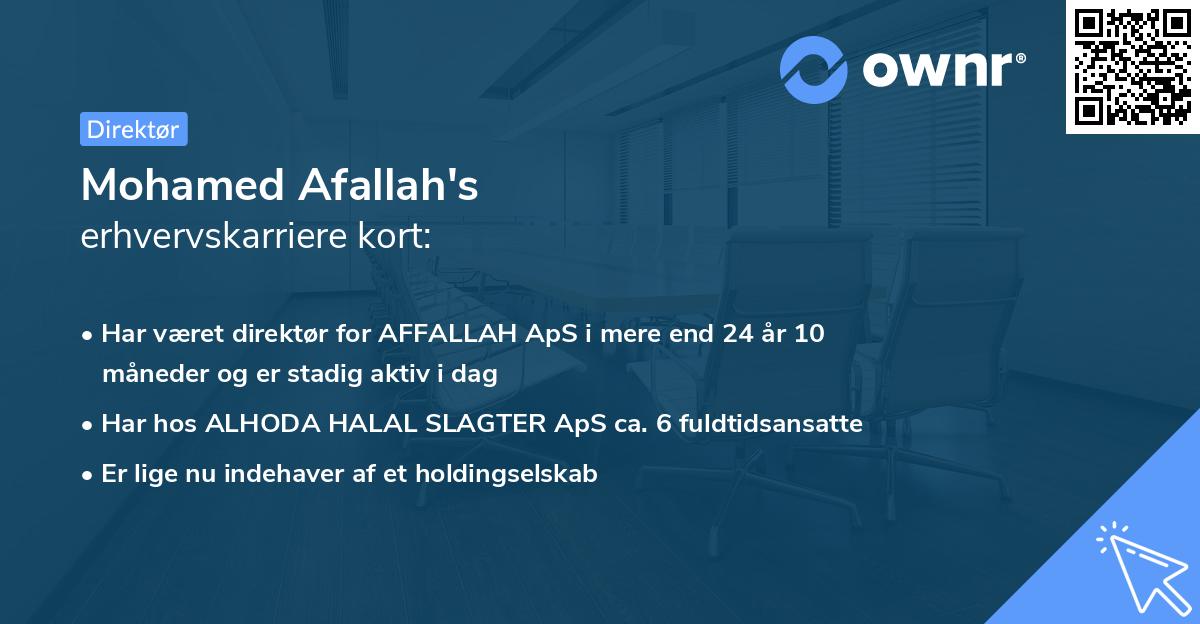 Mohamed Afallah's erhvervskarriere kort