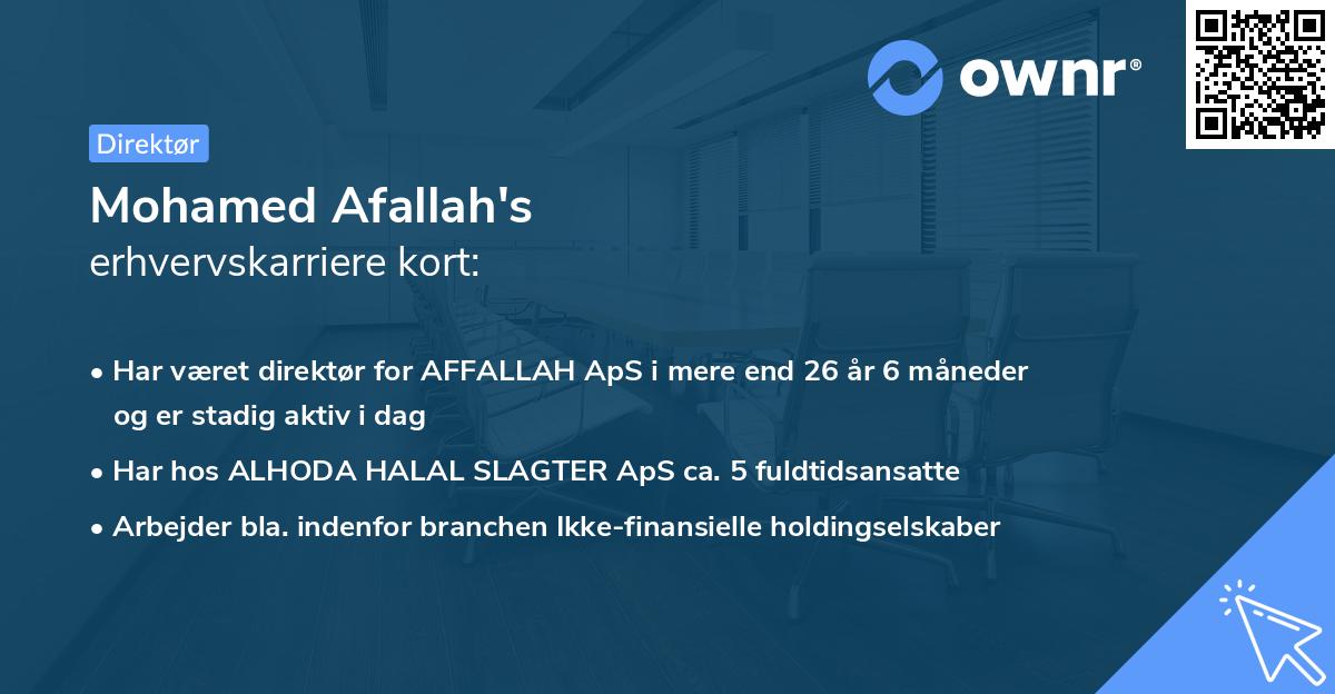 Mohamed Afallah's erhvervskarriere kort