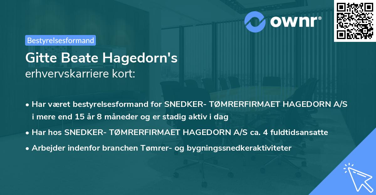 Gitte Beate Hagedorn's erhvervskarriere kort