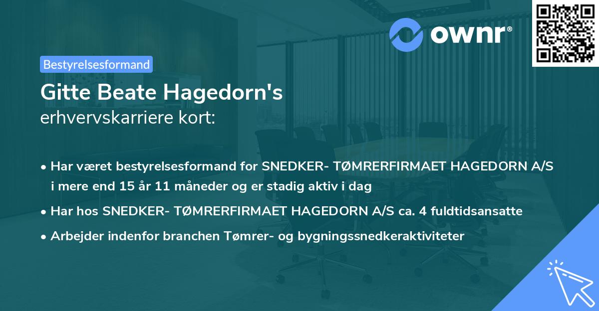 Gitte Beate Hagedorn's erhvervskarriere kort