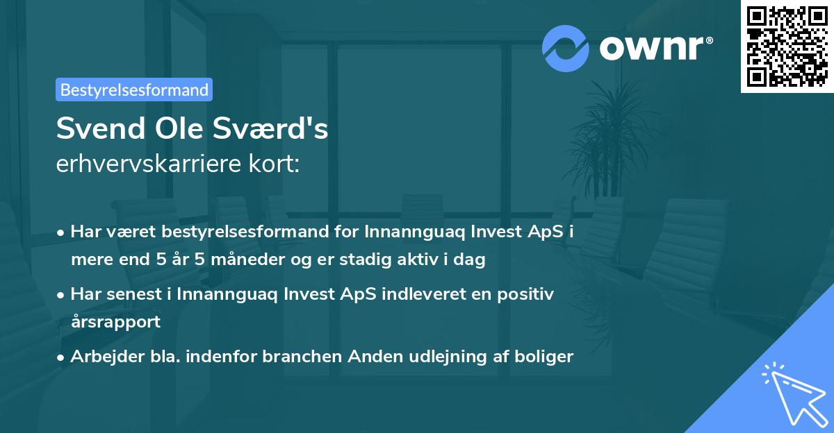Svend Ole Sværd's erhvervskarriere kort
