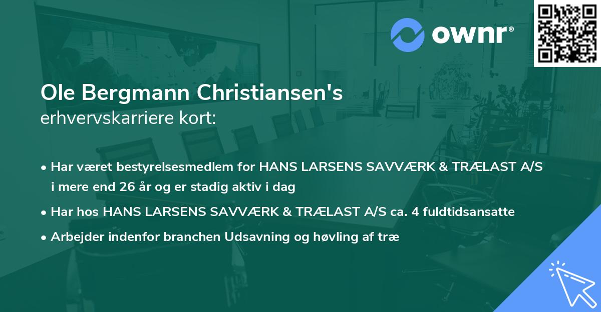 Ole Bergmann Christiansen's erhvervskarriere kort