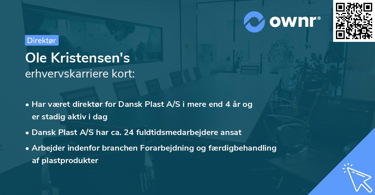 Ole Kristensen's erhvervskarriere kort