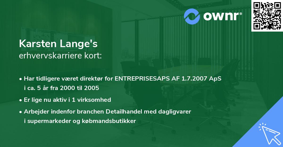 Karsten Lange's erhvervskarriere kort