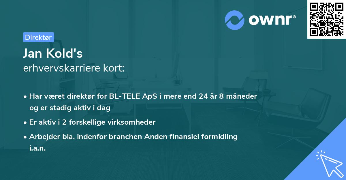 Jan Kold's erhvervskarriere kort