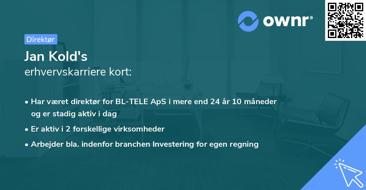 Jan Kold's erhvervskarriere kort