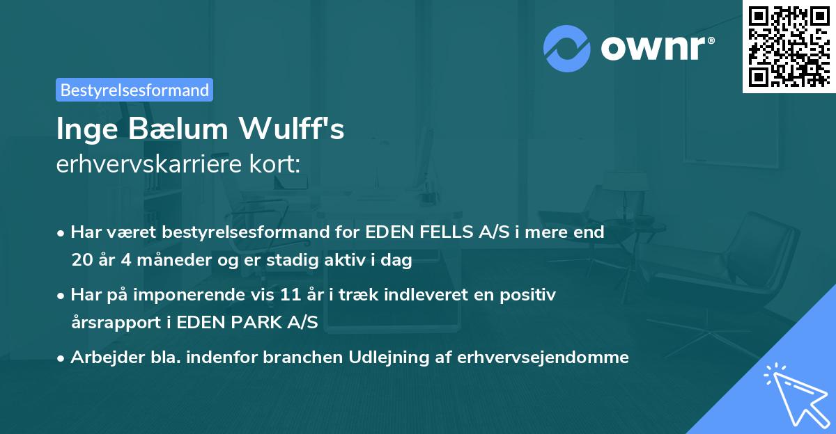 Inge Bælum Wulff's erhvervskarriere kort