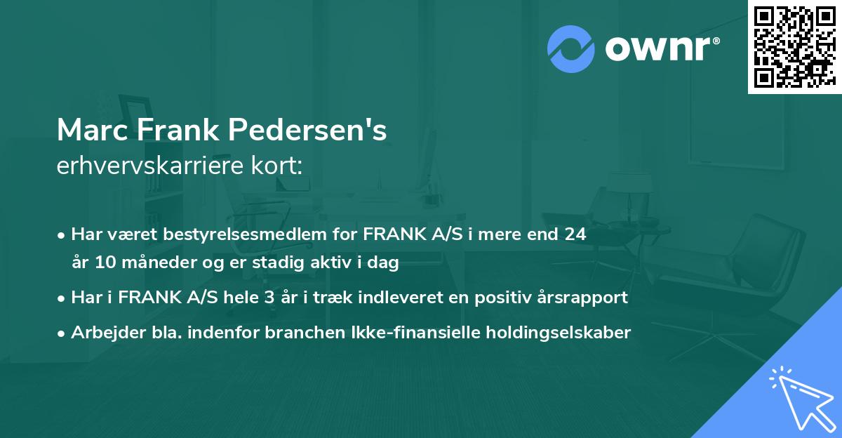 Marc Frank Pedersen's erhvervskarriere kort