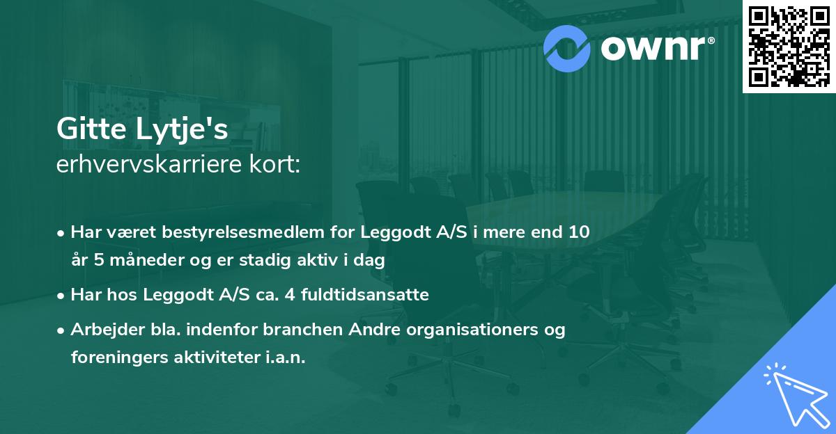 Gitte Lytje's erhvervskarriere kort