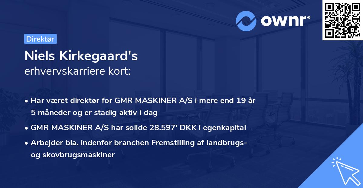 Niels Kirkegaard's erhvervskarriere kort