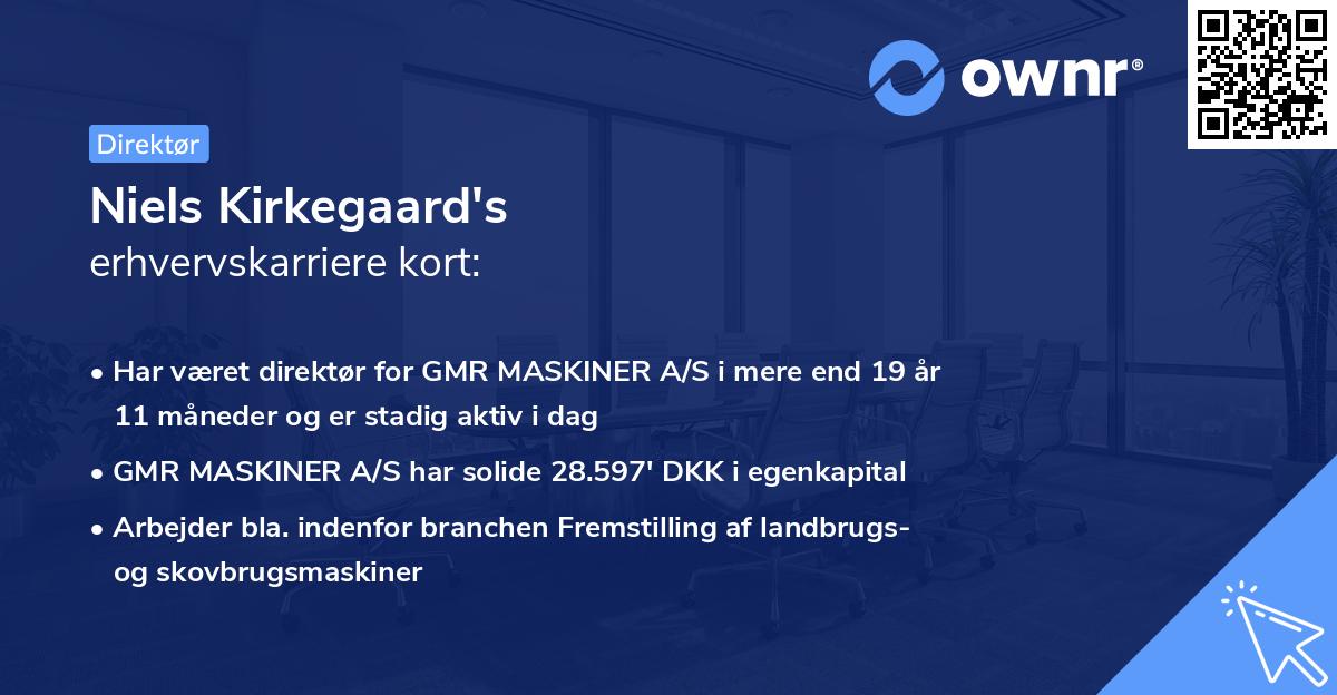 Niels Kirkegaard's erhvervskarriere kort