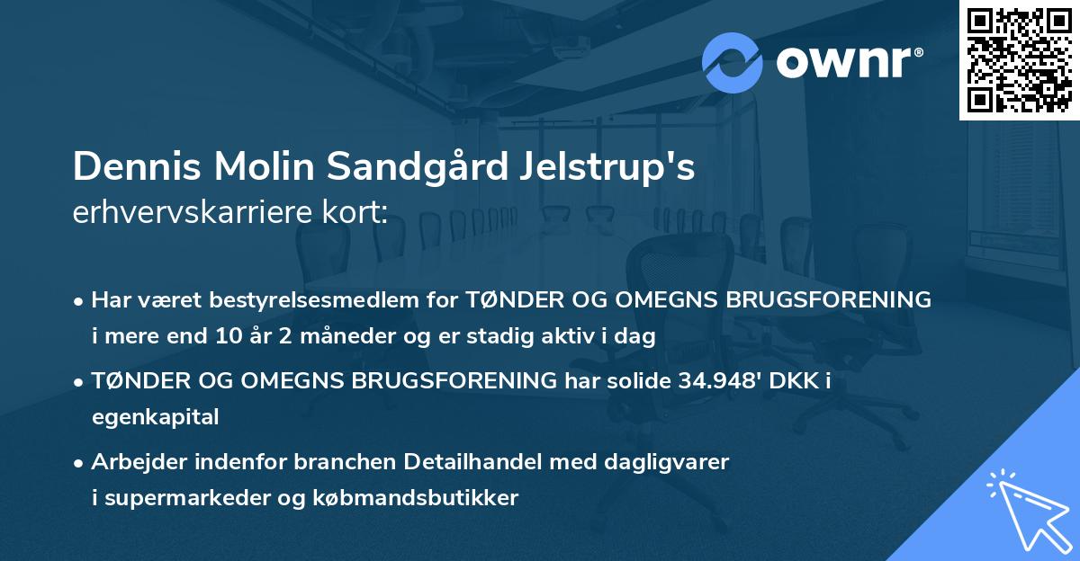Dennis Molin Sandgård Jelstrup's erhvervskarriere kort