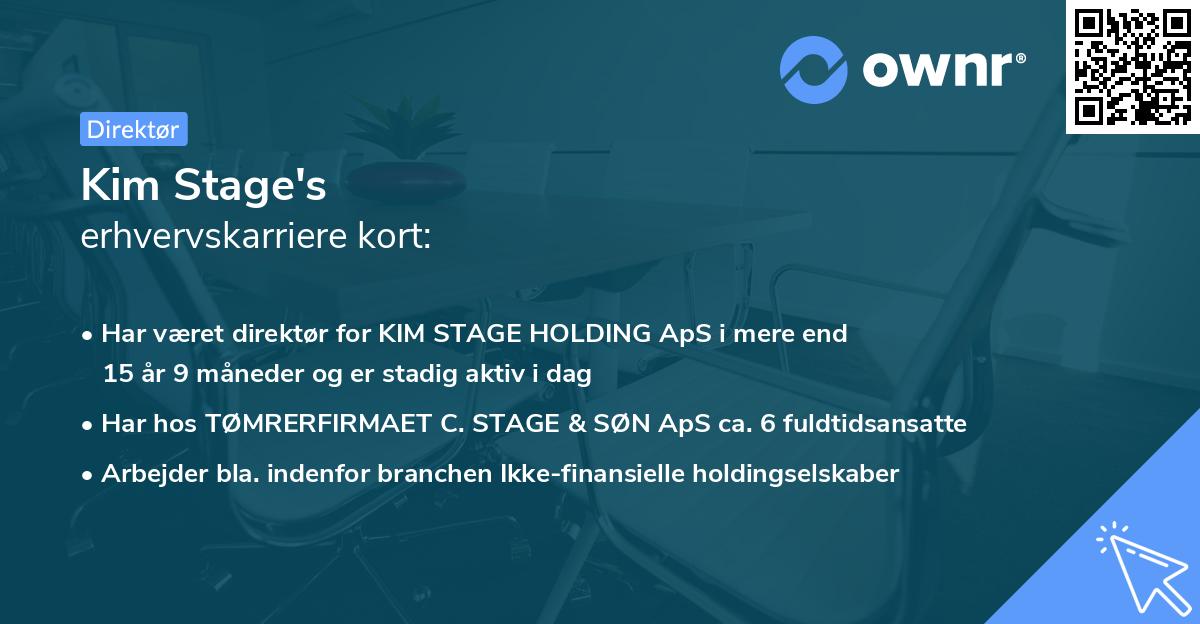 Kim Stage's erhvervskarriere kort