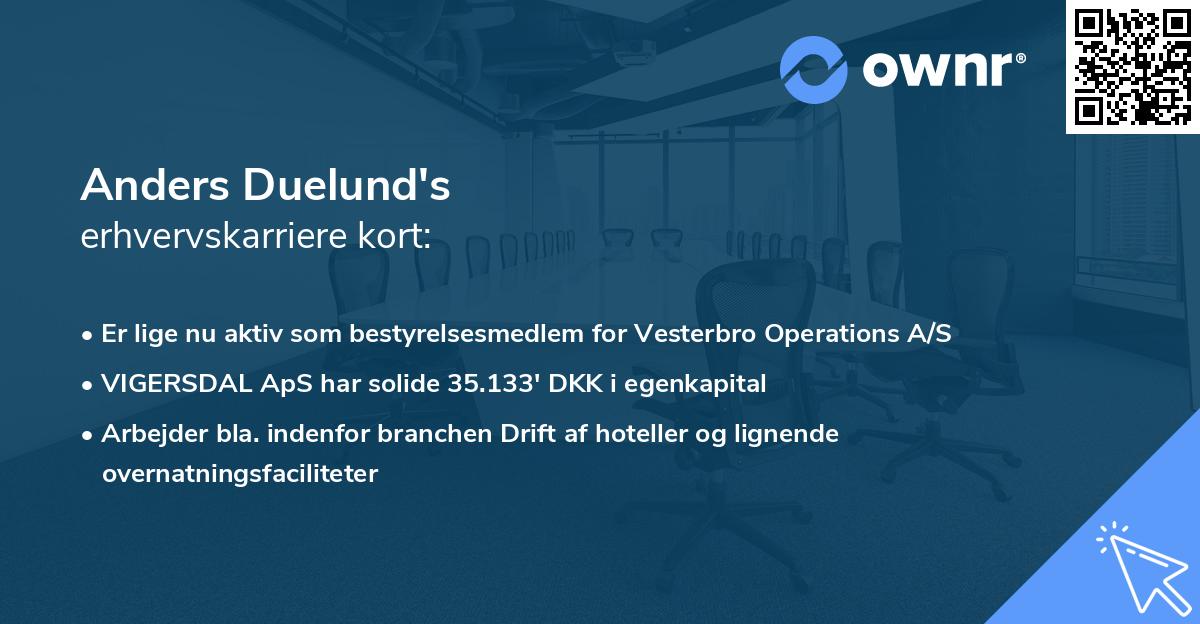 Anders Duelund's erhvervskarriere kort