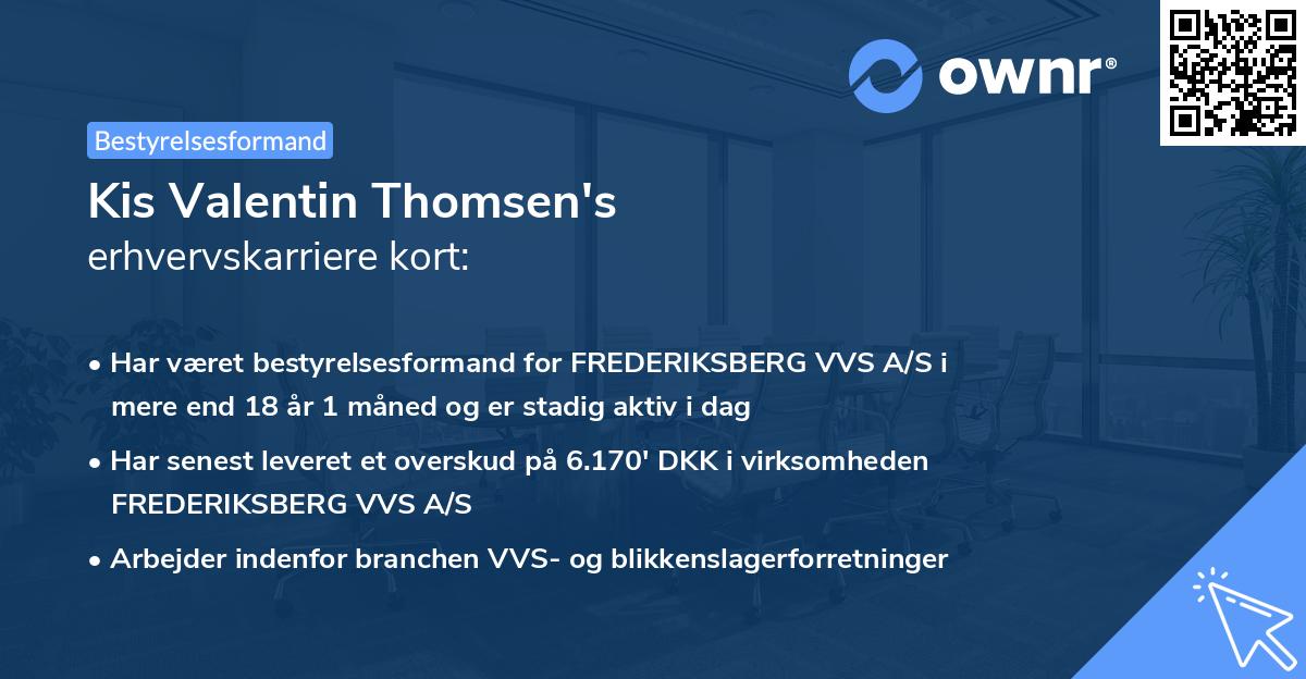 Kis Valentin Thomsen's erhvervskarriere kort