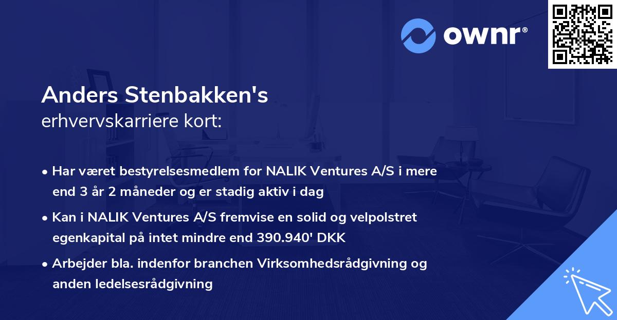 Anders Stenbakken's erhvervskarriere kort