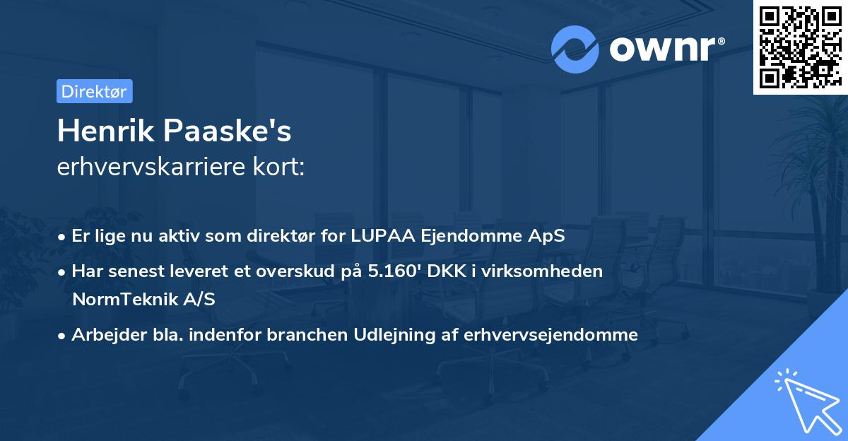 Henrik Paaske's erhvervskarriere kort