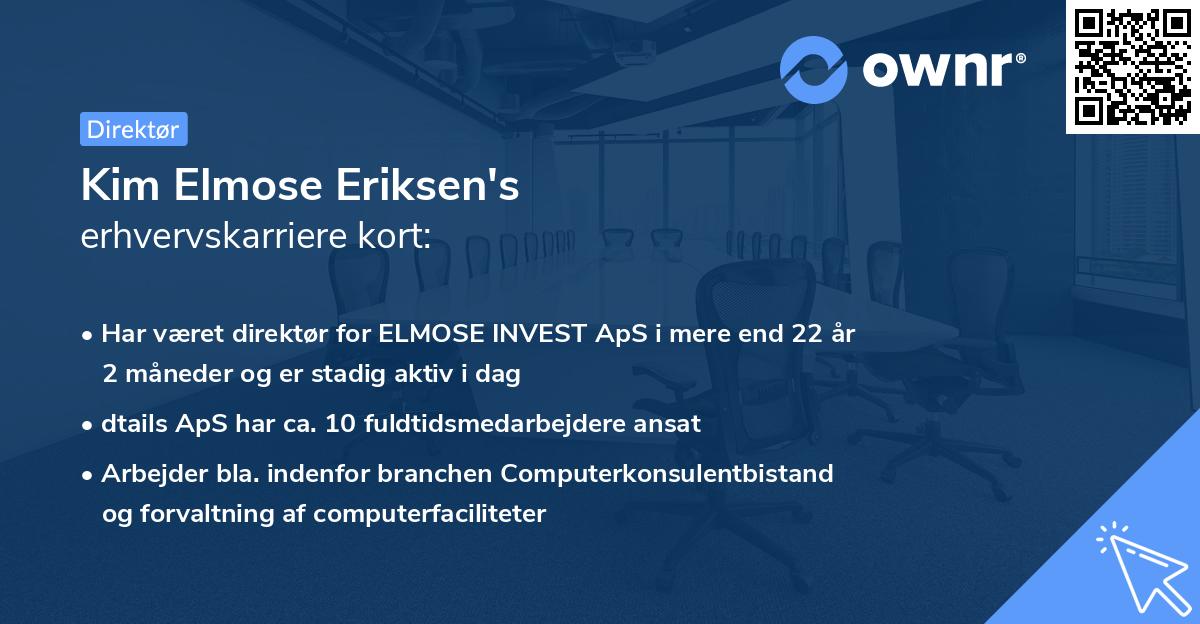 Kim Elmose Eriksen's erhvervskarriere kort