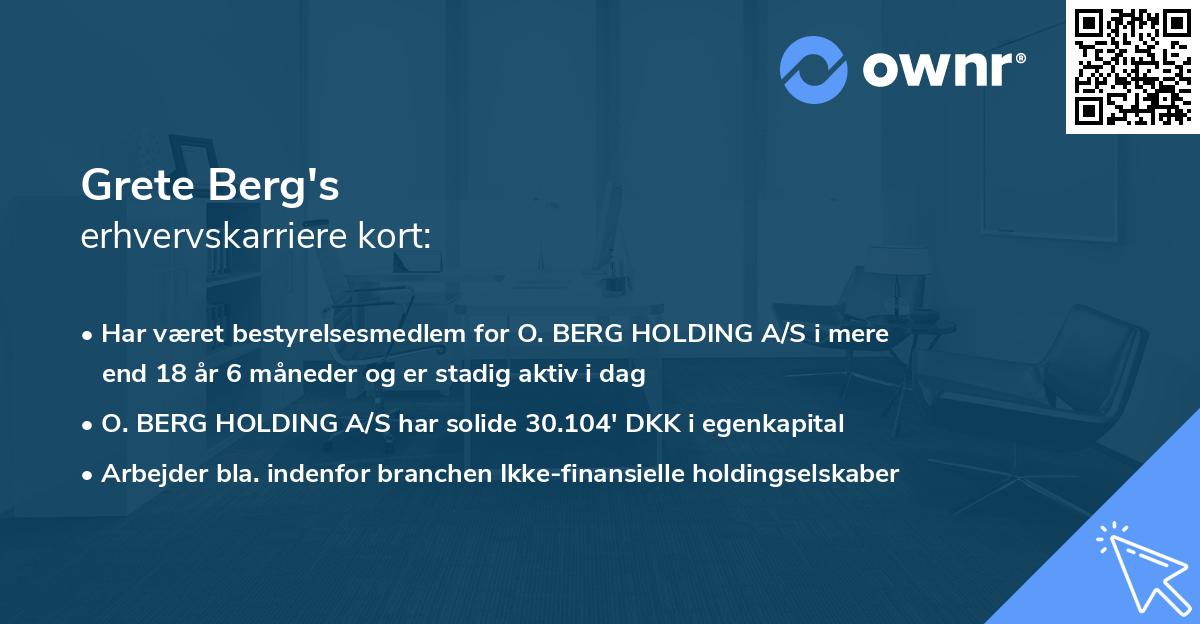Grete Berg's erhvervskarriere kort