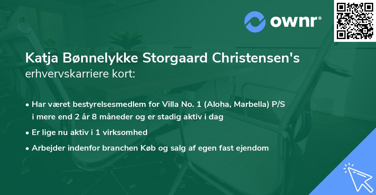 Katja Bønnelykke Storgaard Christensen's erhvervskarriere kort