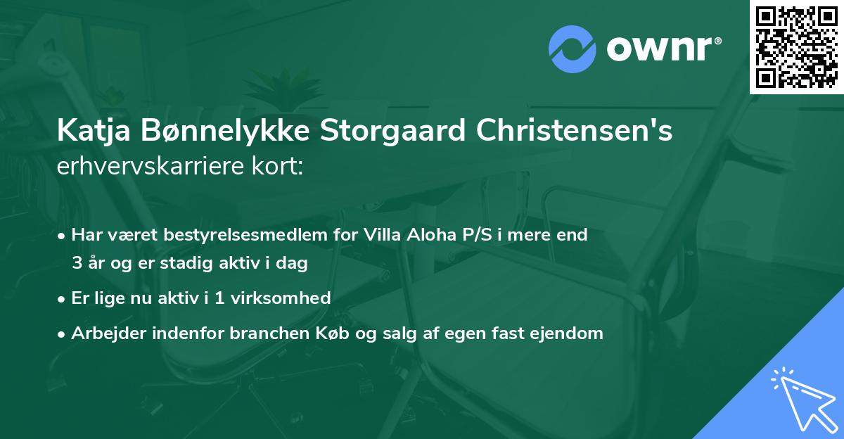 Katja Bønnelykke Storgaard Christensen's erhvervskarriere kort