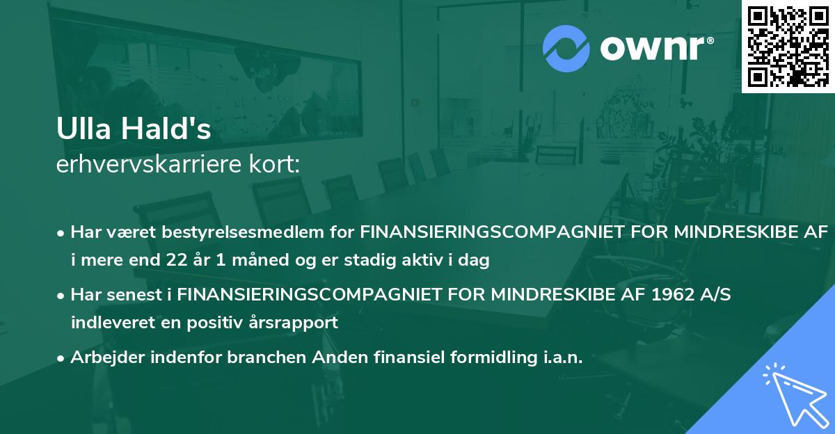 Ulla Hald's erhvervskarriere kort