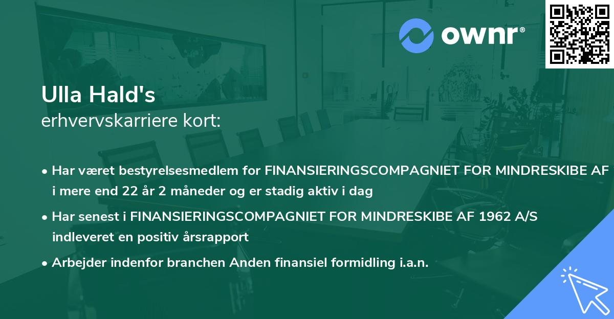 Ulla Hald's erhvervskarriere kort