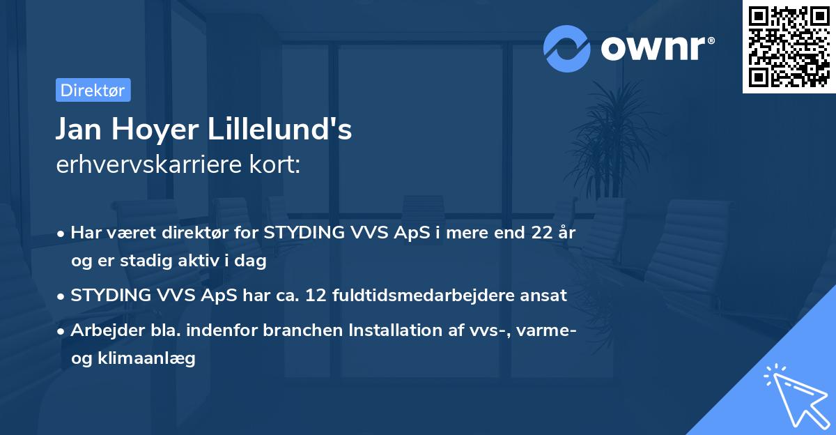 Jan Hoyer Lillelund's erhvervskarriere kort